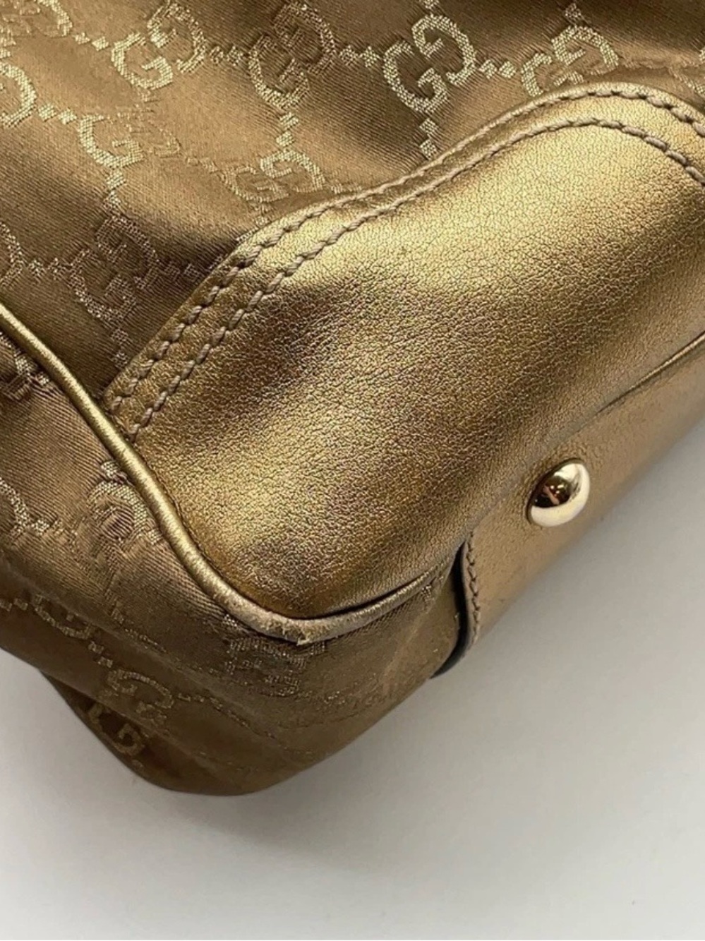 Authentic Gucci Metallic Brown GG Monogram Shoulder Bag - Picture 5 of 16
